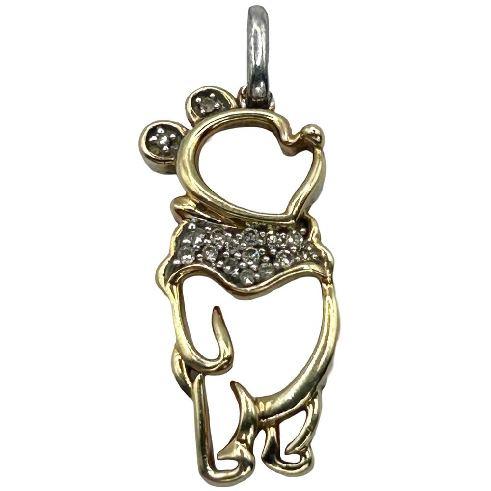 Disney Treasures Winnie the Pooh .05ctw Diamond Necklace Pendant 10k Yellow Gold